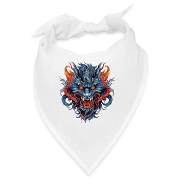 Drachenkopf Asiatischer Drache Bunt - Bandana - Weiß - Vorne