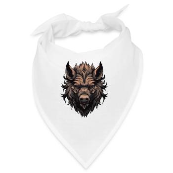 Wildschwein Kopf Illustration - Bandana - Weiß - Vorne