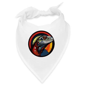Leguan Kopf Retro Sonnenuntergang - Bandana - Weiß - Vorne
