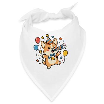 Süßes Corgi-Geburtstags-Hundeliebhaber-Geburtstagsparty-Outfit - Bandana - Weiß - Vorne