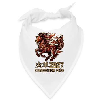 chinesisches neues Jahr 2027 Jahr der Ziege - Bandana - Weiß - Vorne