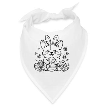 Niedlicher Corgi mit Kaninchenohren Easter Egg-Übersicht - Bandana - Weiß - Vorne