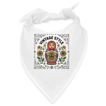  Vintage Style Matrjoschka Mit Blumen Und - Bandana - Weiß - Vorne