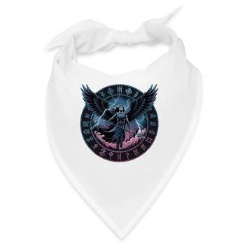 Nordische Walküre Mit Runen Und Schwarzen Flügeln - Bandana - Weiß - Vorne