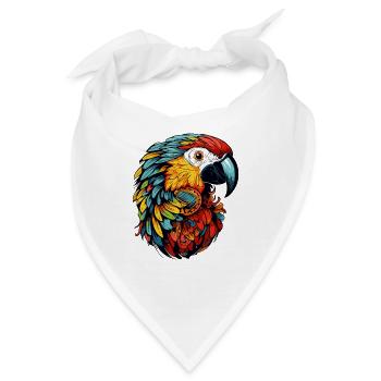 Papagei Ara Kopf Bunt - Bandana - Weiß - Vorne
