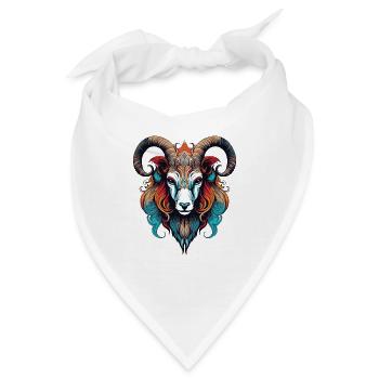 Widder Kopf Bunte Ornamente - Bandana - Weiß - Vorne