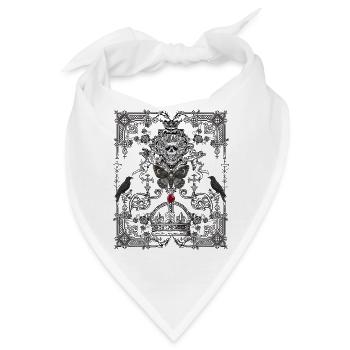Gotisch Kronen Schädel Nachtfalter - Bandana - Weiß - Vorne