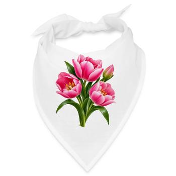 Pink Tulip Burst botanische Blüten - Bandana - Weiß - Vorne