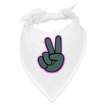 Peacezeichen Hand mit Pink Outline - Bandana - Weiß - Vorne