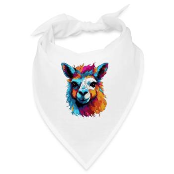 Bunter Llama Popart Muster - Bandana - Weiß - Vorne