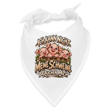 Landleben Landwirt Schweinebauer Schweinchen - Bandana - Weiß - Vorne