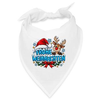 Frohe Weihnachten Süßes Rentier und Bommelmütze - Bandana - Weiß - Vorne