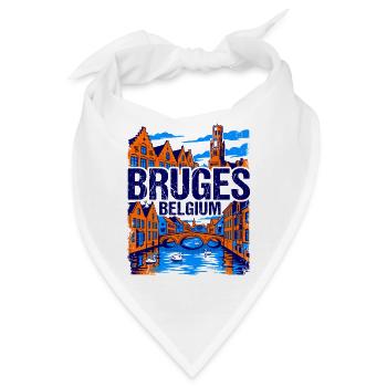 Bruges Belgium Historic Canal Cityscape Aug - Bandana - Weiß - Vorne