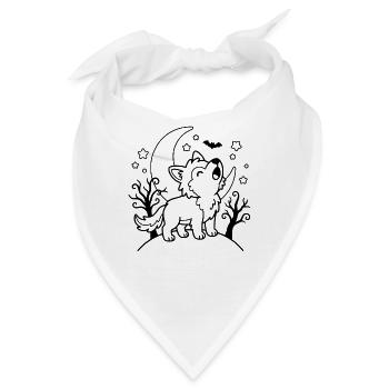 Niedlicher Wolf heult Halloween-Gliederung gruselige Kinder - Bandana - Weiß - Vorne