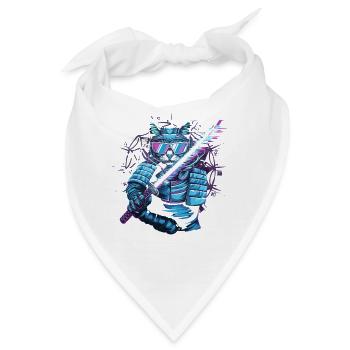  Cyberpunk Samurai Katze Mit Energie Katana - Bandana - Weiß - Vorne