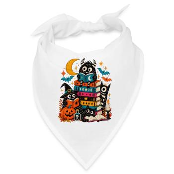 Halloween Büchermonster | Lesen & Gruselspaß - Bandana - Weiß - Vorne
