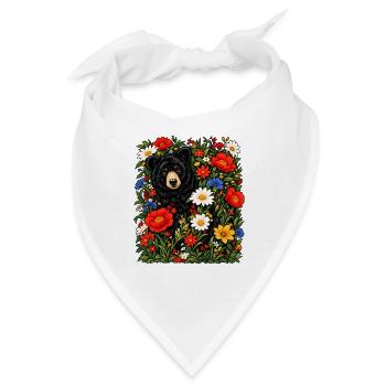 Grizzlybären-Floral-Wildtiere Naturliebhaber - Bandana - Weiß - Vorne