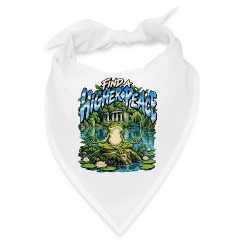 Find a Higher Peace – Meditativer Frosch - Bandana - Weiß - Vorne
