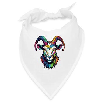 Ziege Ramskopf Kunstmotiv - Bandana - Weiß - Vorne
