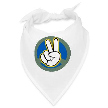 Ukraine Peace Sign Grafik mit Umrahmung - Bandana - Weiß - Vorne