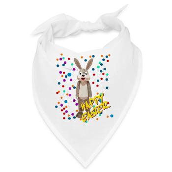 Osterhase mit Konfetti - Bandana - Weiß - Vorne