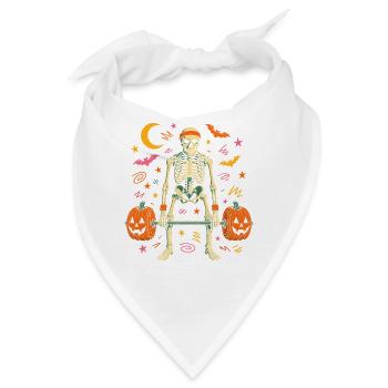  Skelett Kreuzheben Halloween Kürbis Gewichte - Bandana - Weiß - Vorne