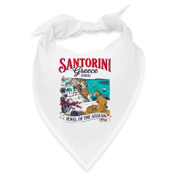 The Of Santorini Greece Fira Aegean Sea Travel - Bandana - Weiß - Vorne