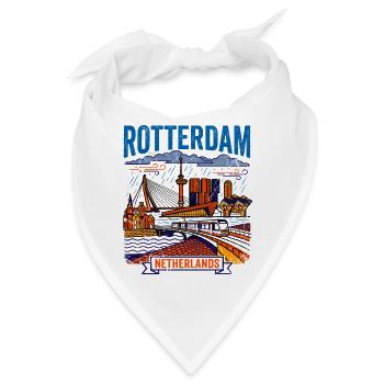 Retro Rotterdam Netherlands Cityscape Skyline Aug - Bandana - Weiß - Vorne