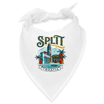 Retro Travel Souvenir From Split Croatia - Bandana - Weiß - Vorne