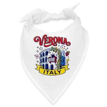 Vintage Verona Italy Travel Typography Aug - Bandana - Weiß - Vorne