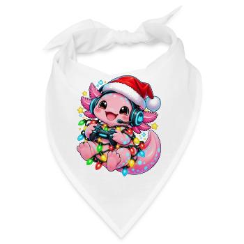 Gaming Weihnachtsdrache mit Lichtern - Bandana - Weiß - Vorne