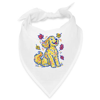 Goldendoodle Hund Herbst Hundemama Hundepapa Bunt - Bandana - Weiß - Vorne