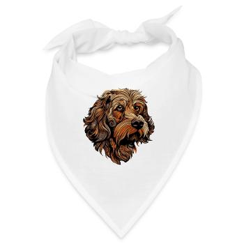 Hund Kopf Locken Braun Illustration - Bandana - Weiß - Vorne