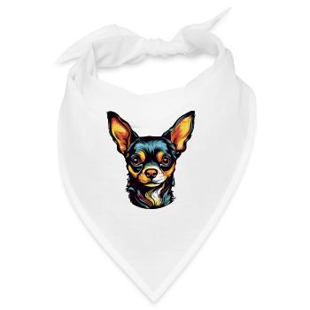 Chihuahua Hund Kopf Bunt - Bandana - Weiß - Vorne