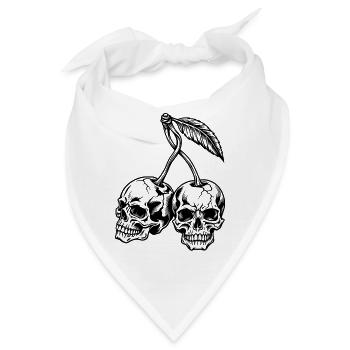 Kirschschädel – makabre gotische Früchte - Bandana - Weiß - Vorne