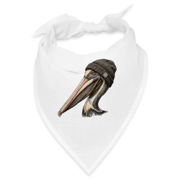 Pelikan mit Mütze - Bandana - Weiß - Vorne