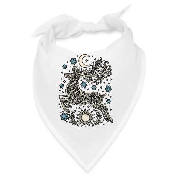 Yule Wintersonnenwende Weihnachten Hirsch Sonnenmond - Bandana - Weiß - Vorne