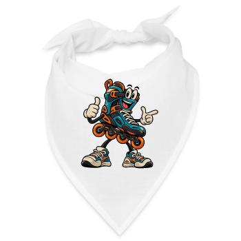 Lustiger Inlineskate Cartoon – Skating - Bandana - Weiß - Vorne