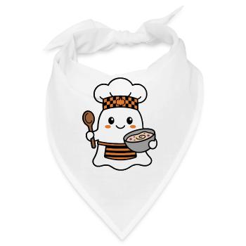 Süßer Kawaii-Geisterkoch-Koch Halloween-Bäcker - Bandana - Weiß - Vorne