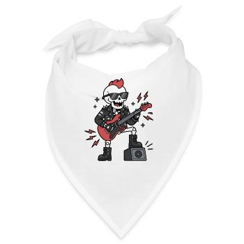 Cute Kawaii Skeleton Rock star Electric Guitarist - Bandana - Weiß - Vorne