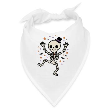Niedliches Kawaii-Skelett-Tanzende Magiehut-Spook-Geschenk - Bandana - Weiß - Vorne