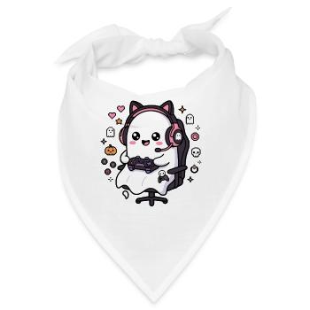 Niedliches Kawaii-Gamer-Geister-Videospiel-Ästhetik-Geschenk - Bandana - Weiß - Vorne