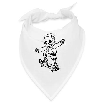 Niedliche Kawaii-Skelett-Skateboard-Linien-Kunst Aesthe - Bandana - Weiß - Vorne