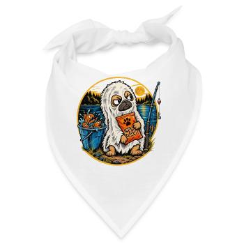Halloween Mops im Lakenkostüm mit Leckerlis am - Bandana - Weiß - Vorne