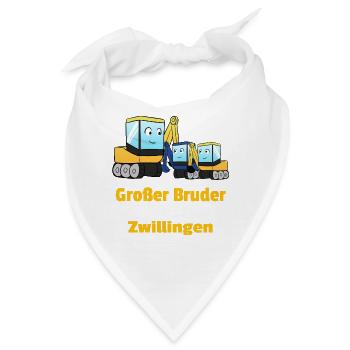 Großer Bruder Von Zwillingen Bagger Nachwuchs - Bandana - Weiß - Vorne