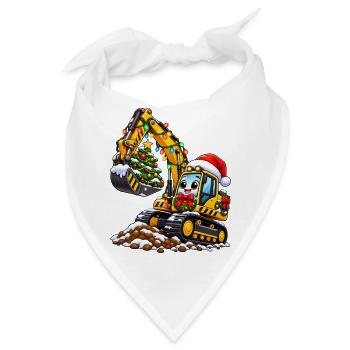 Weihnachtsbagger mit Baumzauber - Bandana - Weiß - Vorne