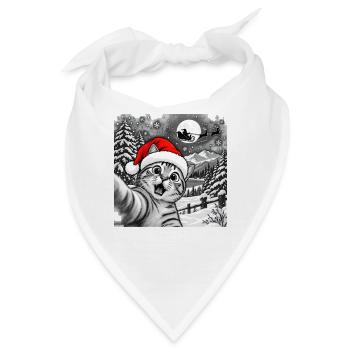 Schneekatze Weihnachtsmann-Selfie – lustiges Weihnachten - Bandana - Weiß - Vorne