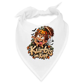 Hallowennfans Kürbis im Kopf Halloweenparty - Bandana - Weiß - Vorne