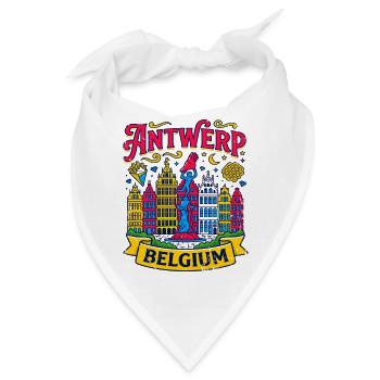 Retro Antwerp Belgium City Skyline Travel - Bandana - Weiß - Vorne