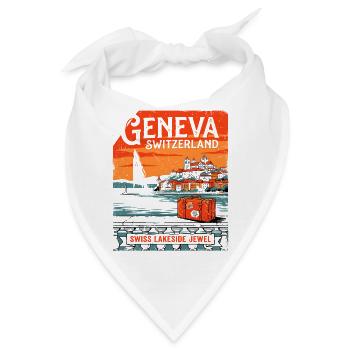 Vintage Geneva Switzerland Lakeside Jewel Travel - Bandana - Weiß - Vorne